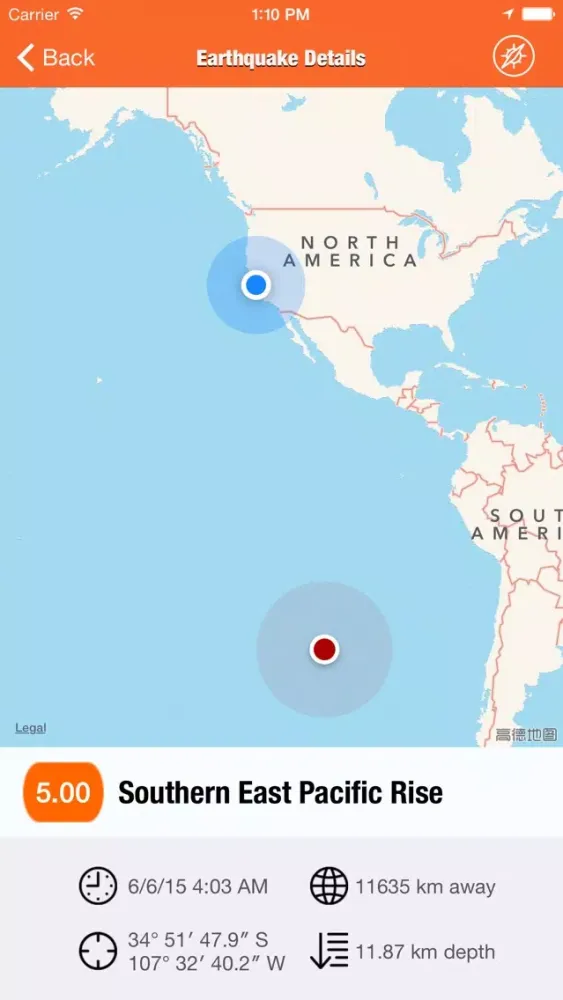 Capturas de pantalla de EarthQuakes - from USGS