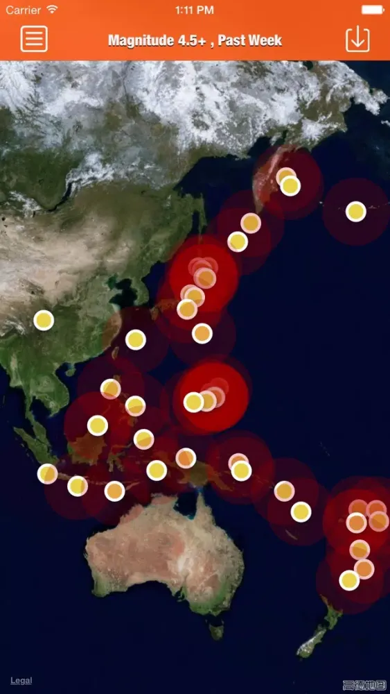Capturas de pantalla de EarthQuakes - from USGS