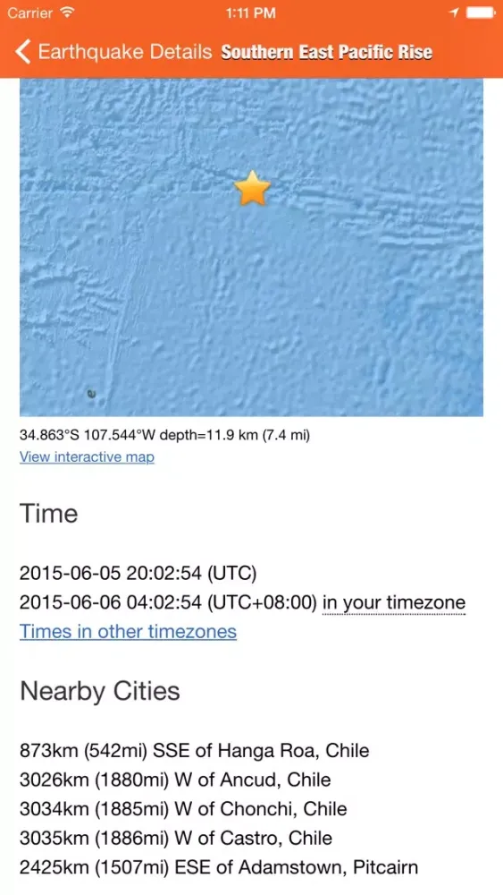 Capturas de pantalla de EarthQuakes - from USGS