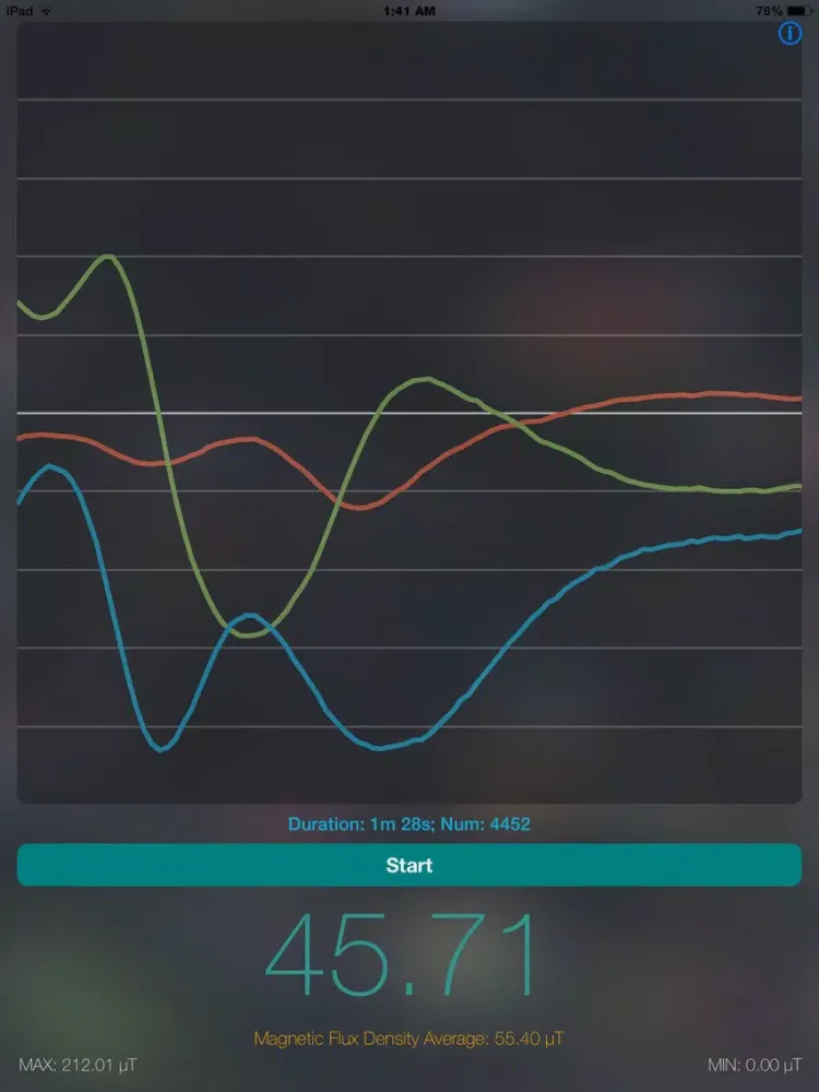 Tangkapan skrin Gaussmeter - Teslameter iPad 