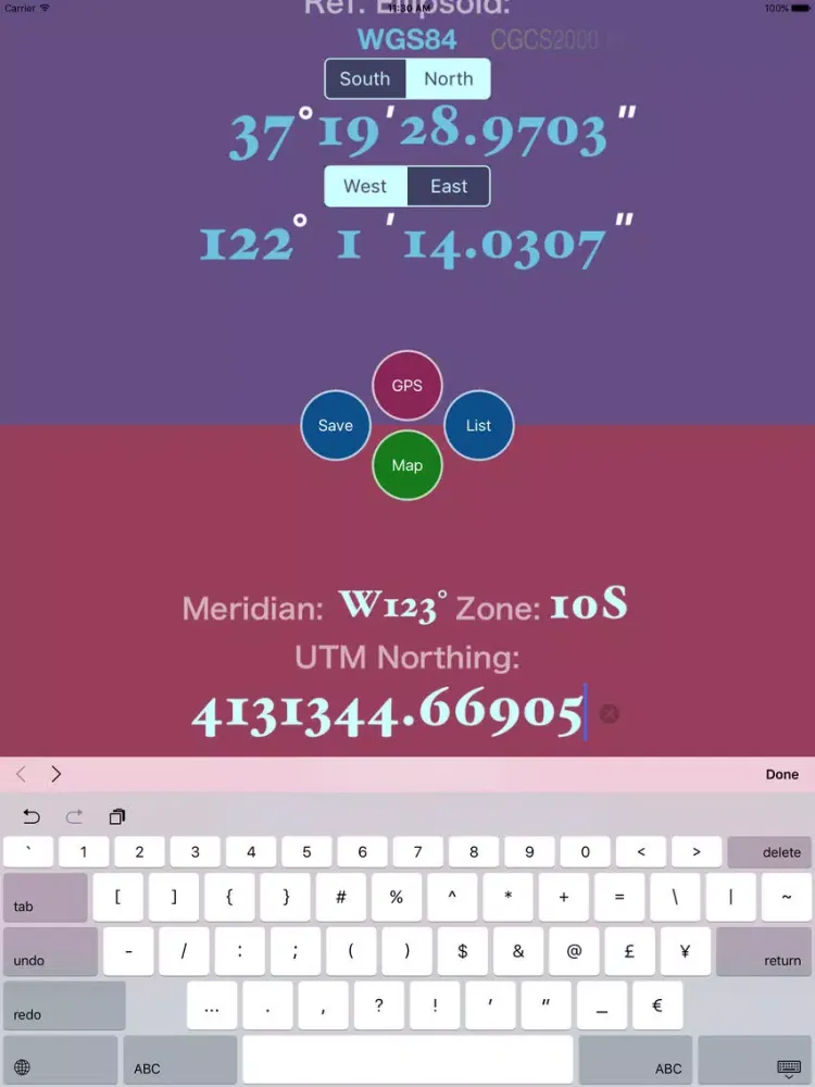 Скриншоты Mercator Projector - direct & inverse solution of UTM Projection iPad 