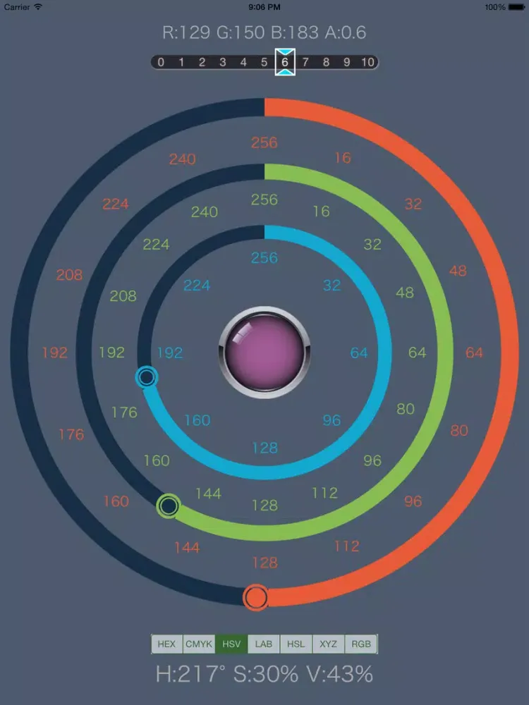 RGB Converter - RGBa to HEX, CMYK, HSV, HSL, XYZ iPad 应用截图