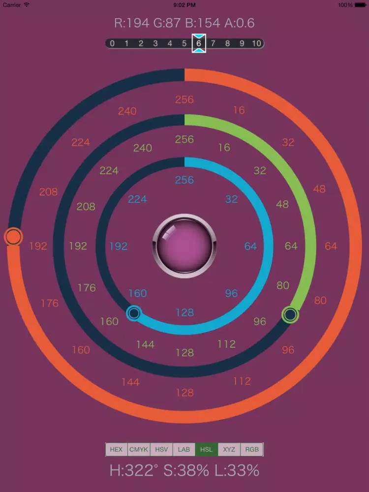 RGB Converter - RGBa to HEX, CMYK, HSV, HSL, XYZ iPad 应用截图