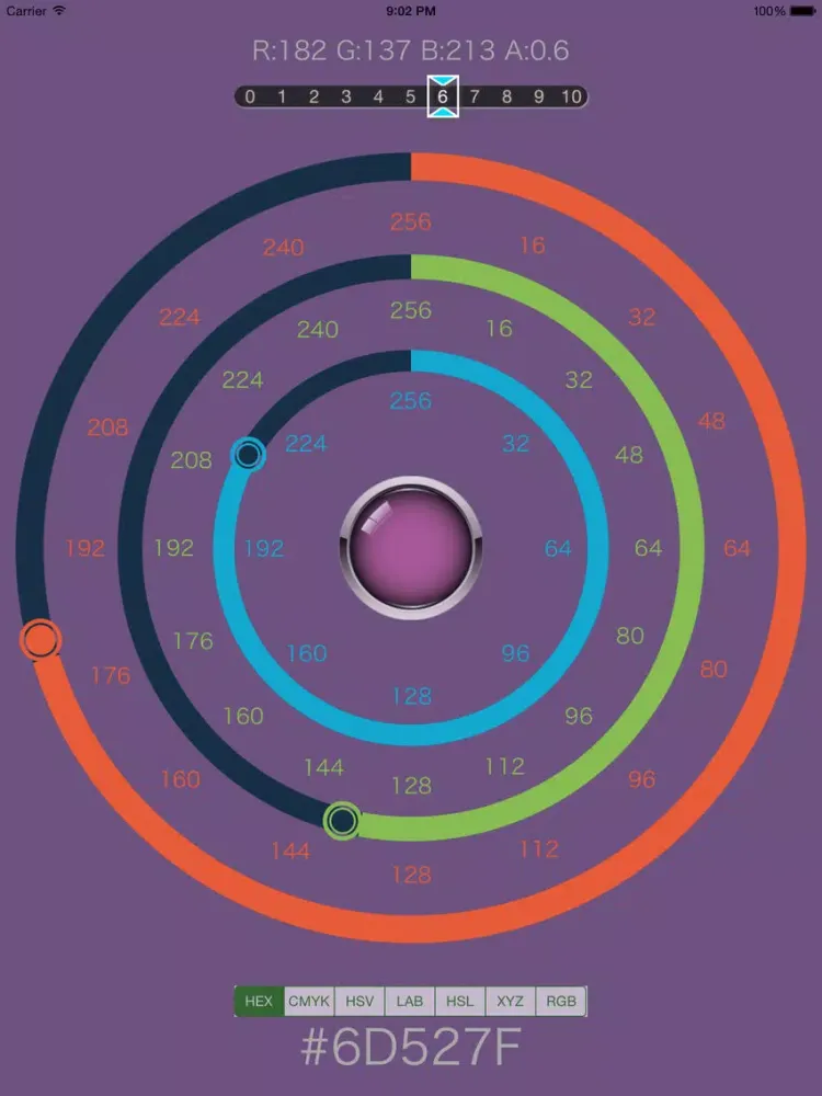 RGB Converter - RGBa to HEX, CMYK, HSV, HSL, XYZ iPad 应用截图