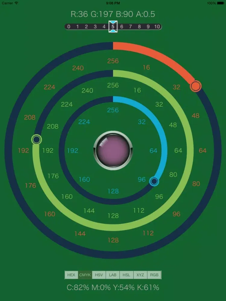 RGB Converter - RGBa to HEX, CMYK, HSV, HSL, XYZ iPad 应用截图