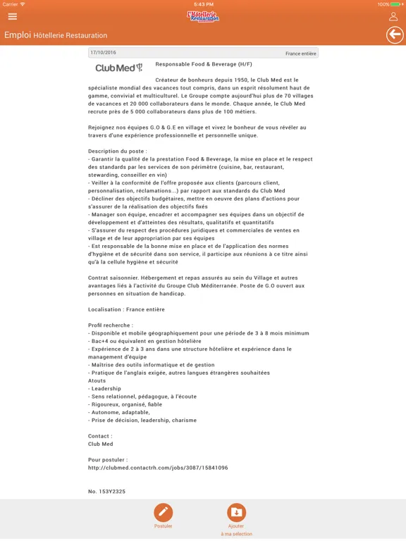 ภาพหน้าจอของ LHR Emploi iPad 