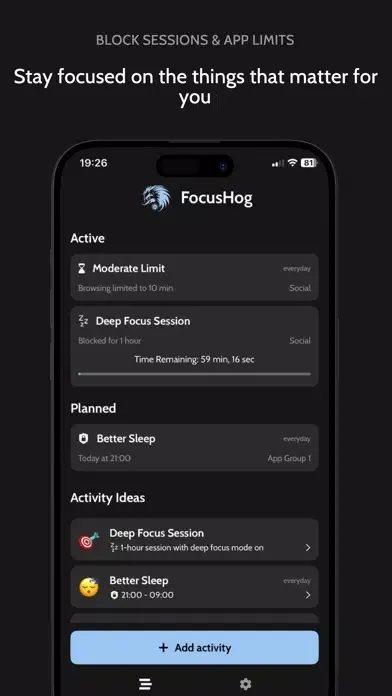 FocusHog: Screen Time Partner Ekran Görüntüleri