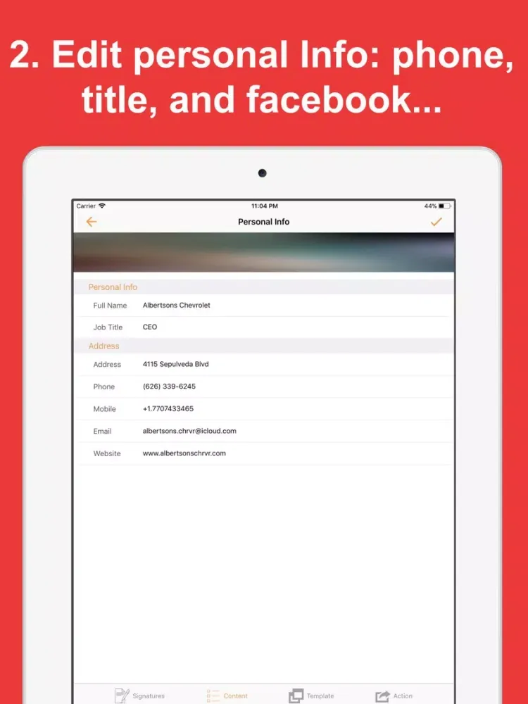 Capturas de tela do Email Signature Maker iPad 