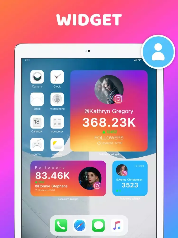 ภาพหน้าจอของ Followers Widget + iPad 