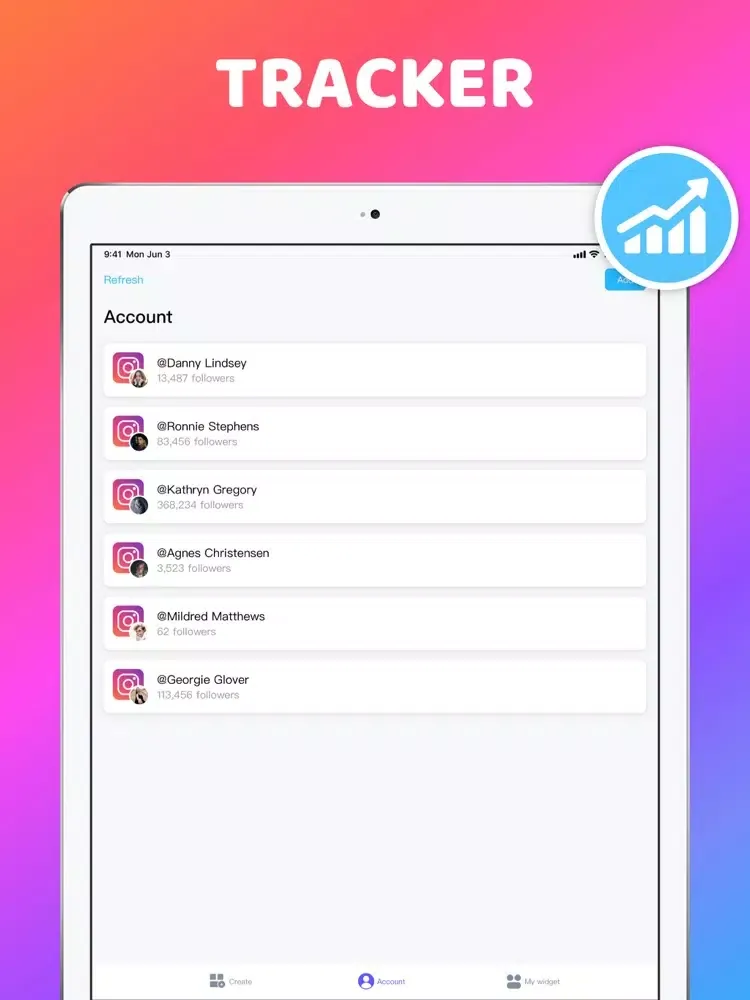 ภาพหน้าจอของ Followers Widget + iPad 