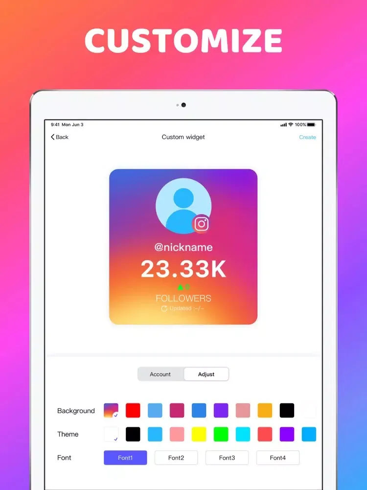 ภาพหน้าจอของ Followers Widget + iPad 