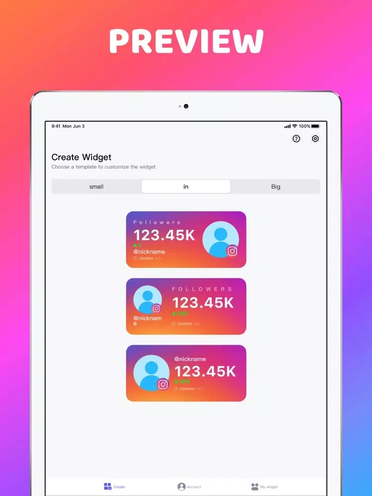ภาพหน้าจอของ Followers Widget + iPad 