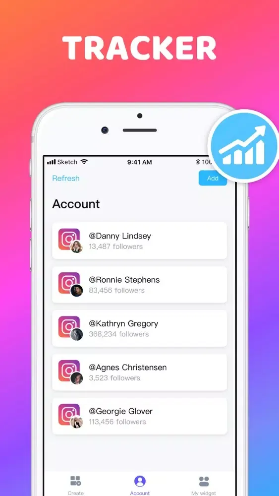 ภาพหน้าจอของ Followers Widget +
