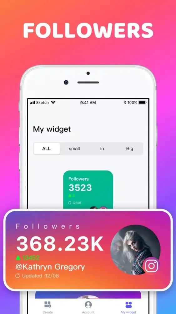 ภาพหน้าจอของ Followers Widget +
