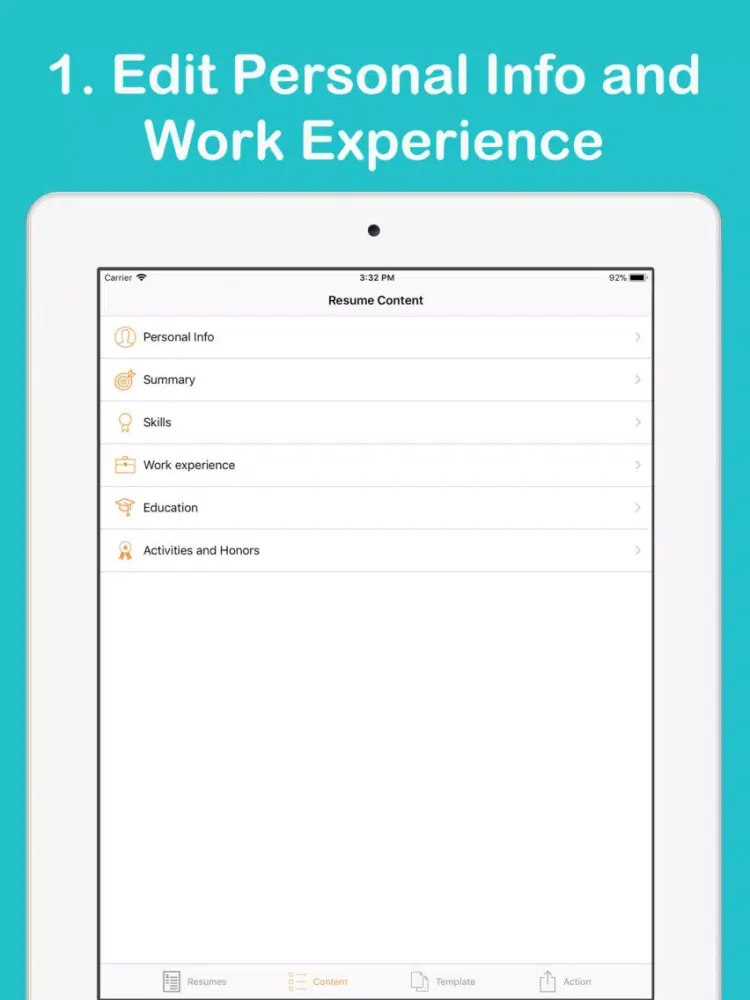 صور Resume CV Builder iPad 