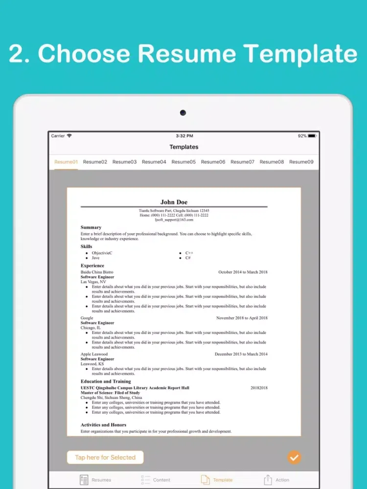 صور Resume CV Builder iPad 