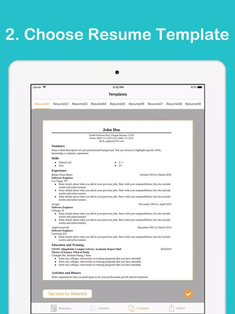 Capturas de pantalla de Resume and CV Builder iPad 