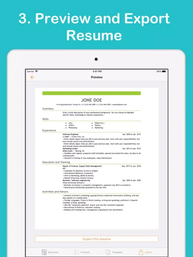 Capturas de pantalla de Resume and CV Builder iPad 