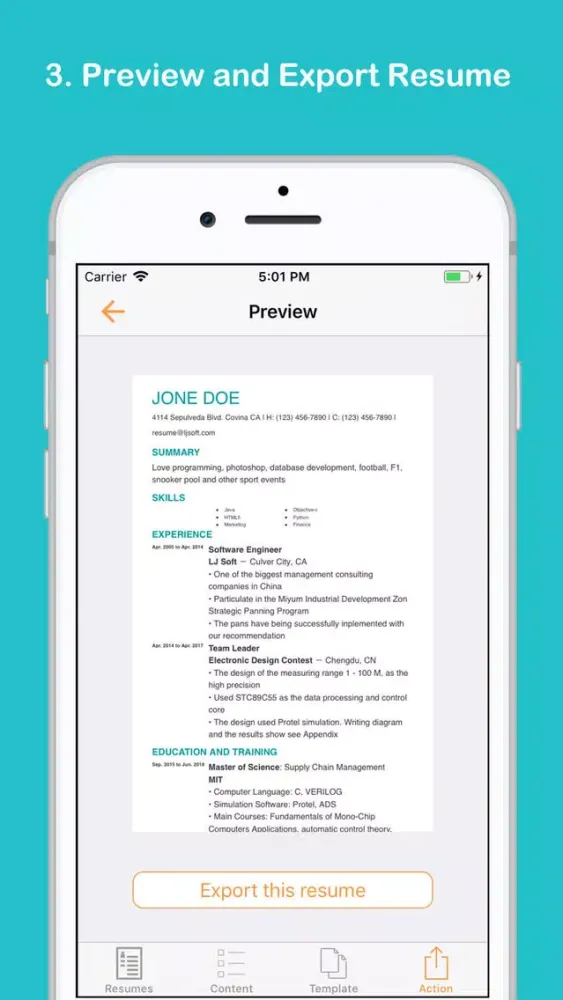 Capturas de pantalla de Resume and CV Builder