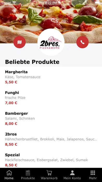 Ảnh chụp màn hình của 2bros. Pizza