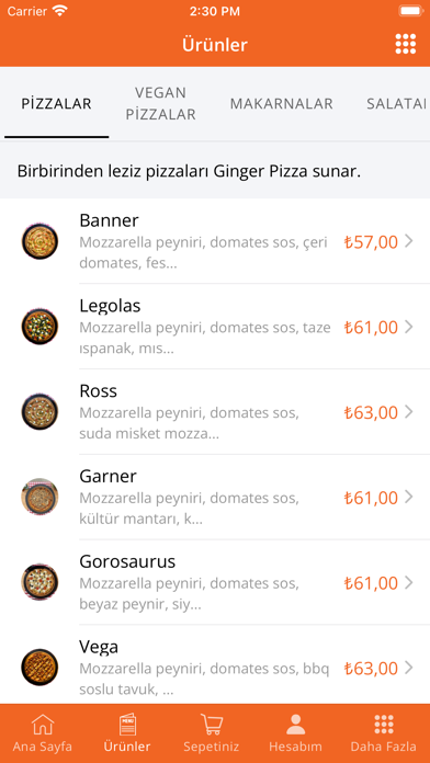 Ginger Pizza | Online Sipariş Screenshots