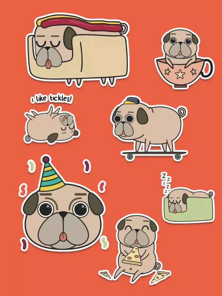 صور Pug Puppy Sticker Pack! iPad 