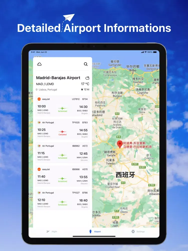 Capturas de tela do Flight Tracker Master iPad 