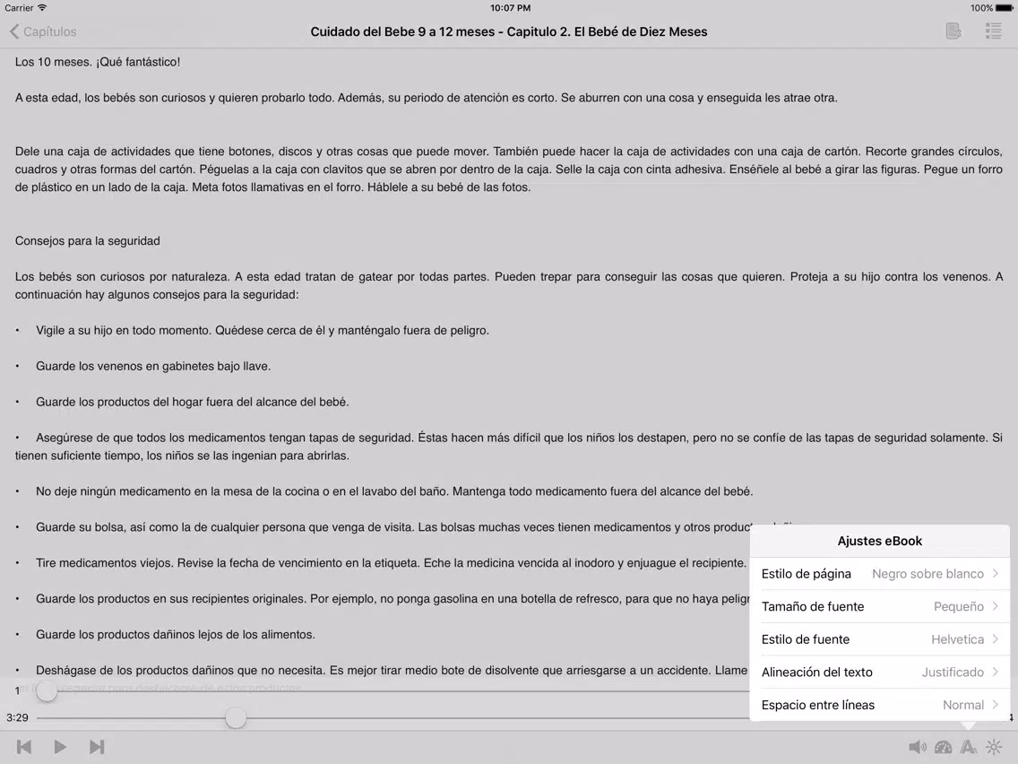 Cuidado del Bebe 9 a 12 meses – AudioEbook iPad  スクリーンショット