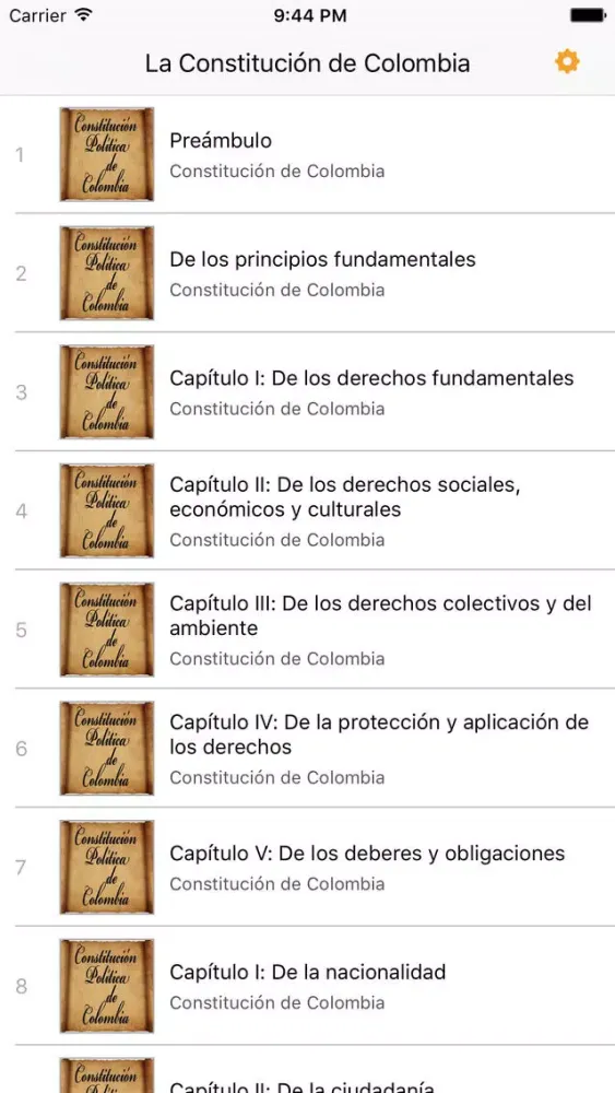 Capturas de pantalla de La Constitución de Colombia