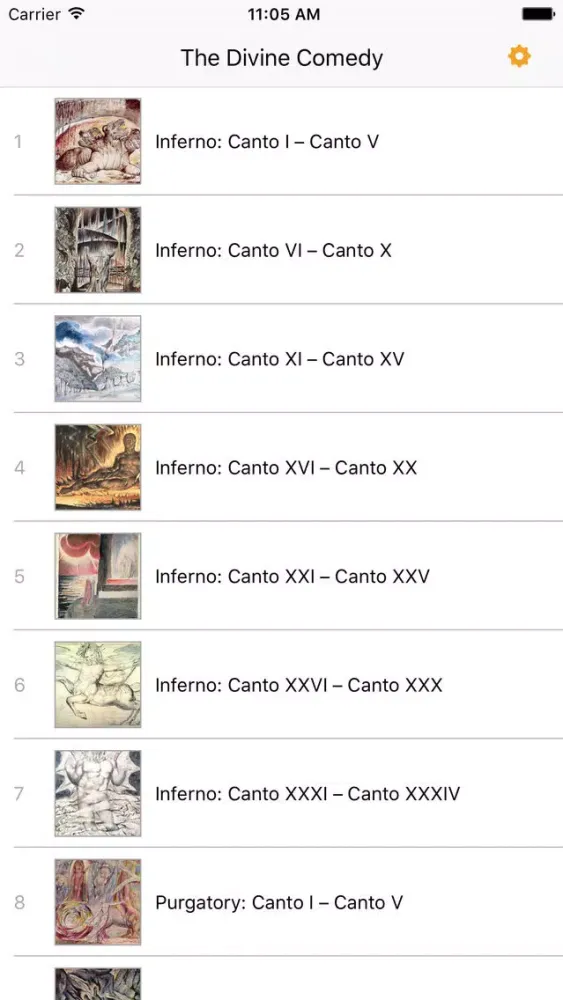 Capturas de tela do The Divine Comedy - Dante Alighieri
