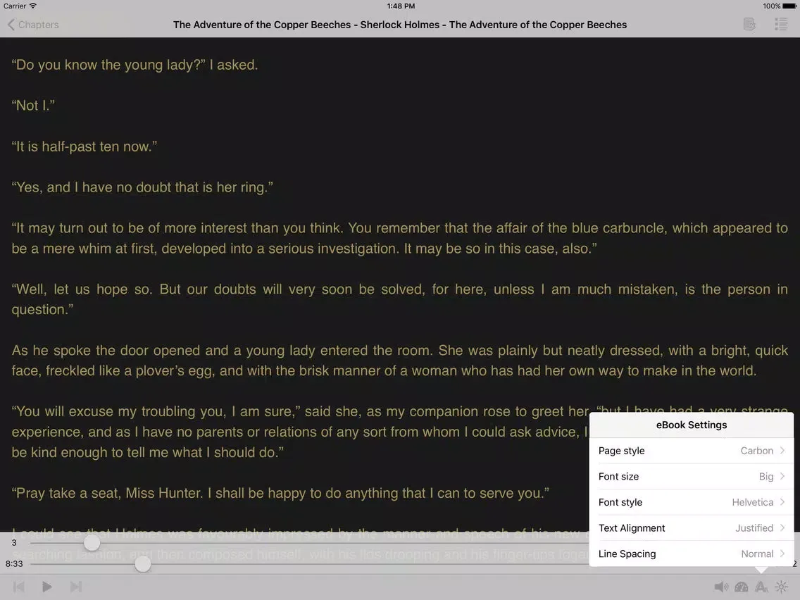Captures d'écran de The Adventure of the Copper Beeches – AudioEbook iPad 