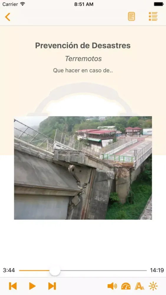 ภาพหน้าจอของ Prevención de Desastres - AudioGuia
