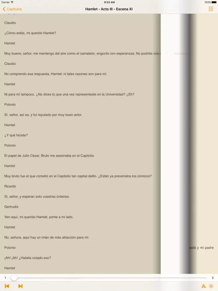 Tangkapan layar Hamlet - William Shakespeare iPad 