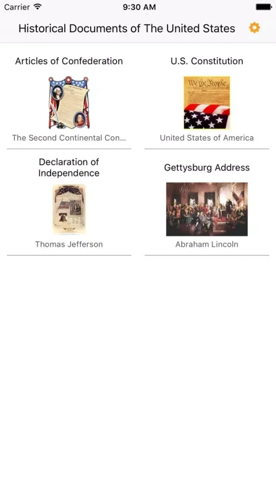 Historical Documents of The United States Screenshots