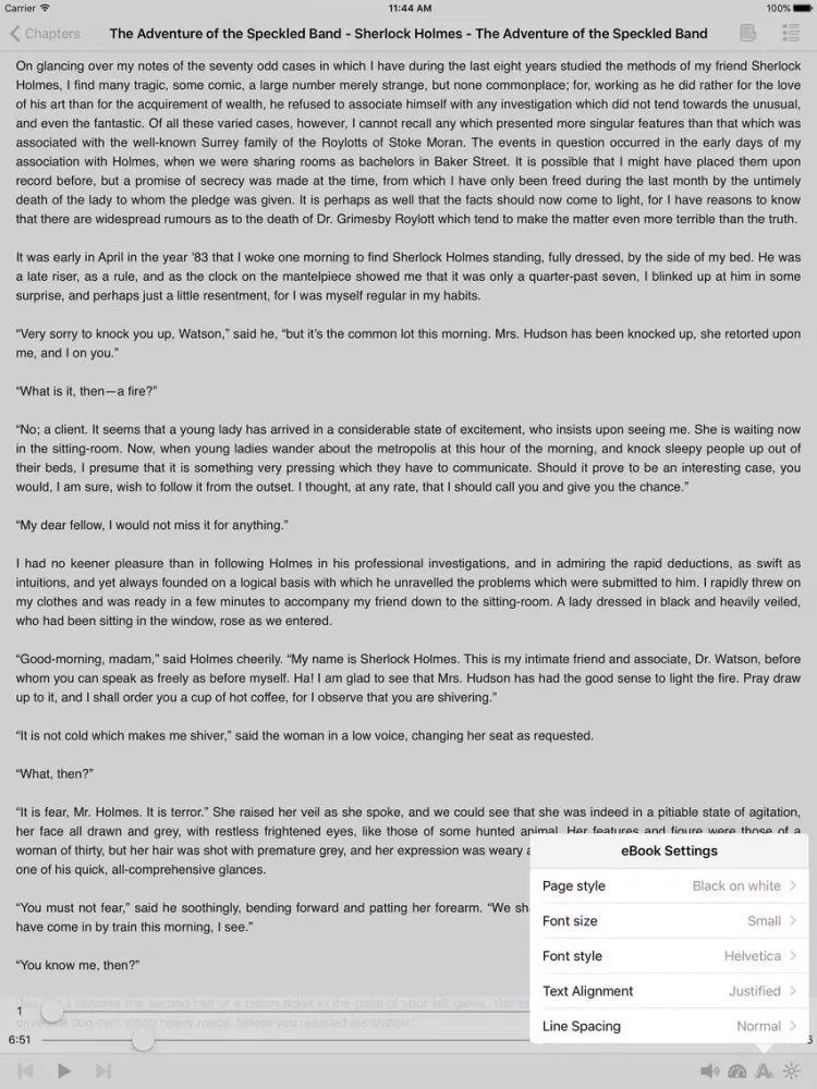 The Adventure of the Speckled Band – AudioEbook iPad  Ekran Görüntüleri