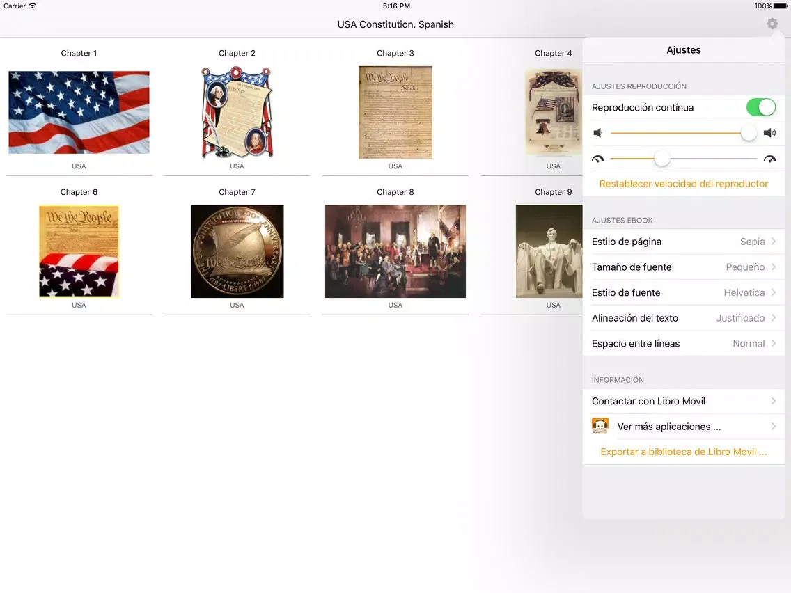USA Constitution. Spanish Audiobook iPad  سکرین شاٹس