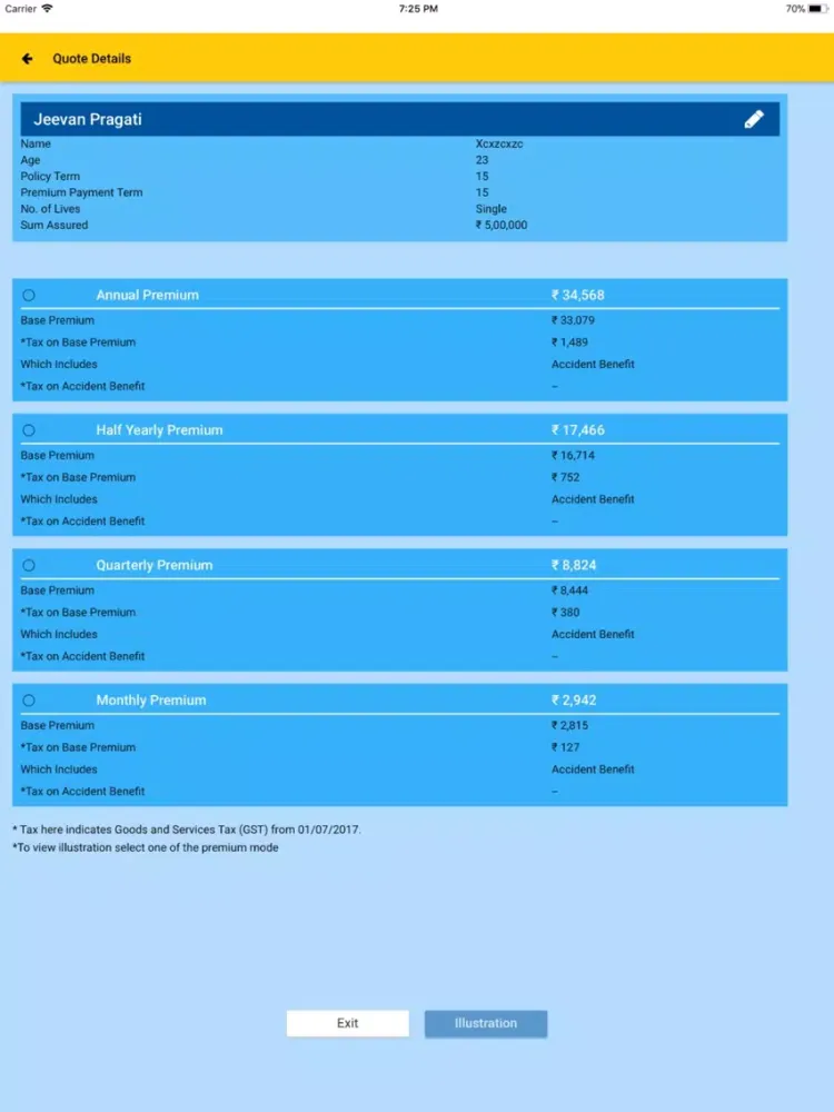 تصاویر LIC Quick Quotes iPad 