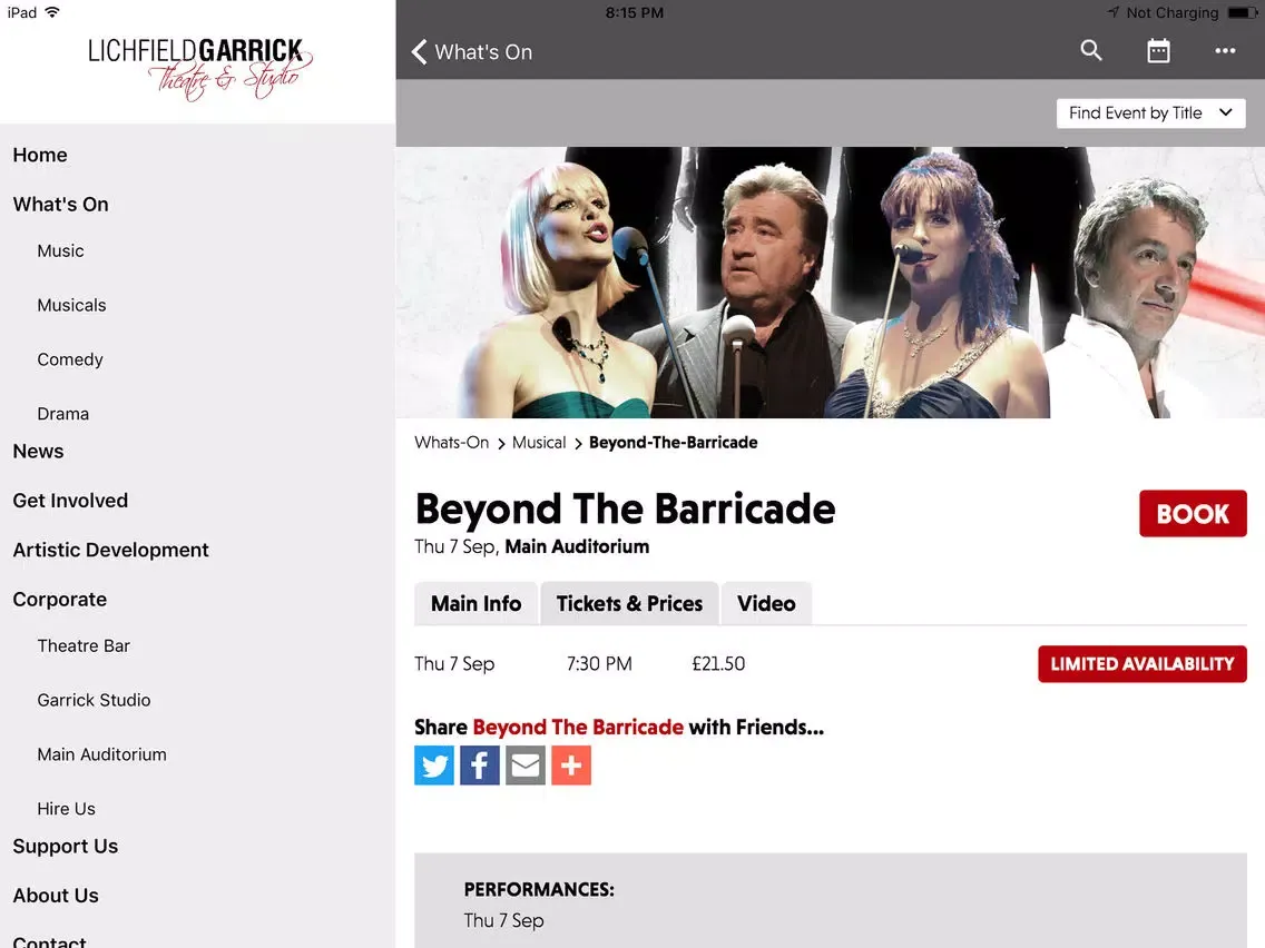 Ảnh chụp màn hình của Lichfield Garrick Theatre iPad 
