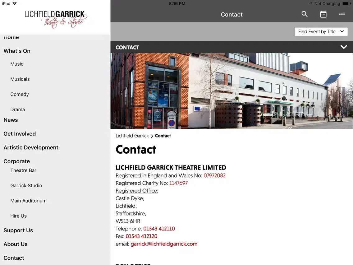Ảnh chụp màn hình của Lichfield Garrick Theatre iPad 