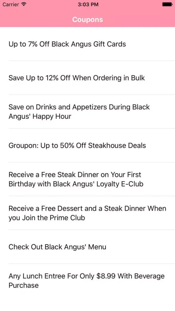 Coupons for Black Angus App স্ক্রিনশট