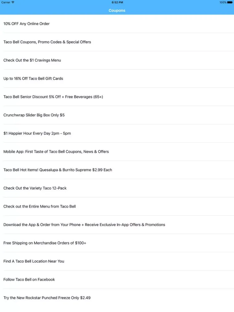 Coupons for Taco Bell App iPad  سکرین شاٹس