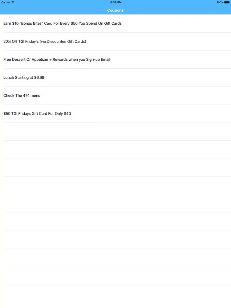 صور Coupons for TGI Fridays App iPad 
