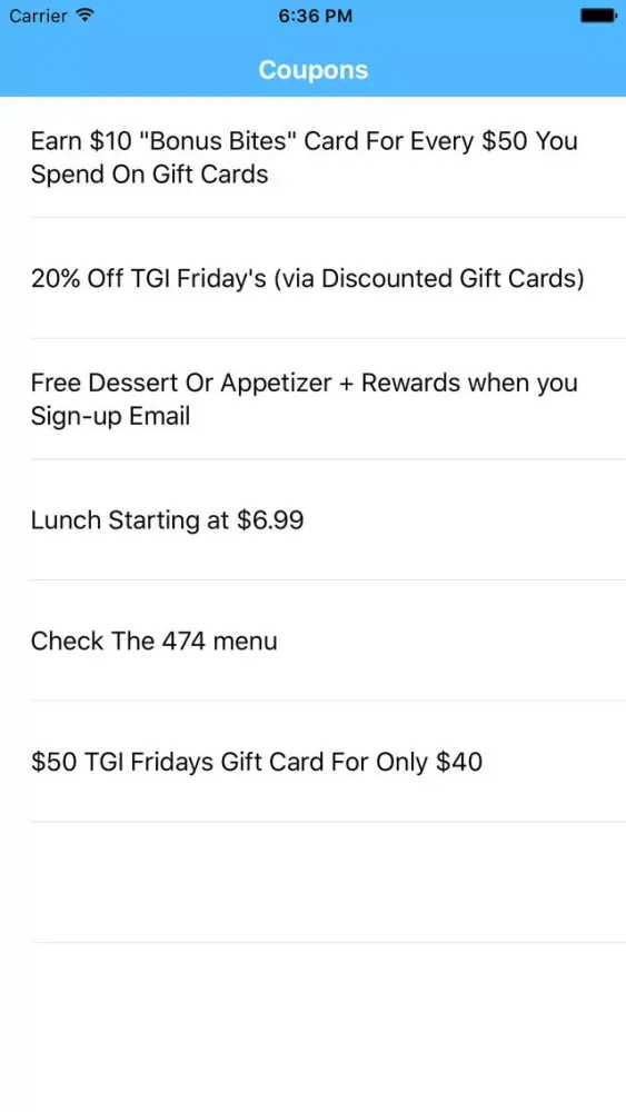 صور Coupons for TGI Fridays App