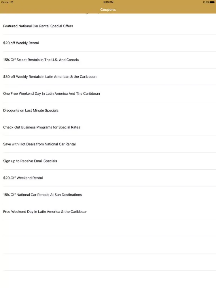 Capturas de pantalla de Coupons for National Car Rental App iPad 