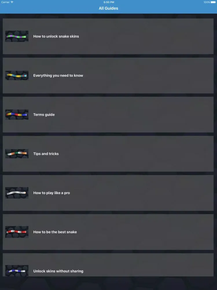 Capturas de tela do Guide for Slither.io - Unlock All Snake Skins App iPad 