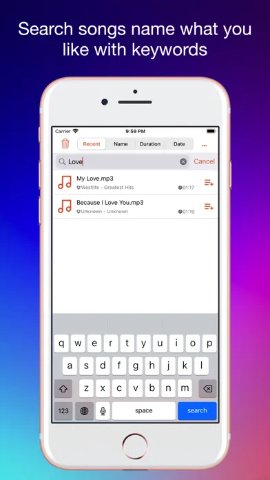 Capturas de tela do Audio Player for Offline Music