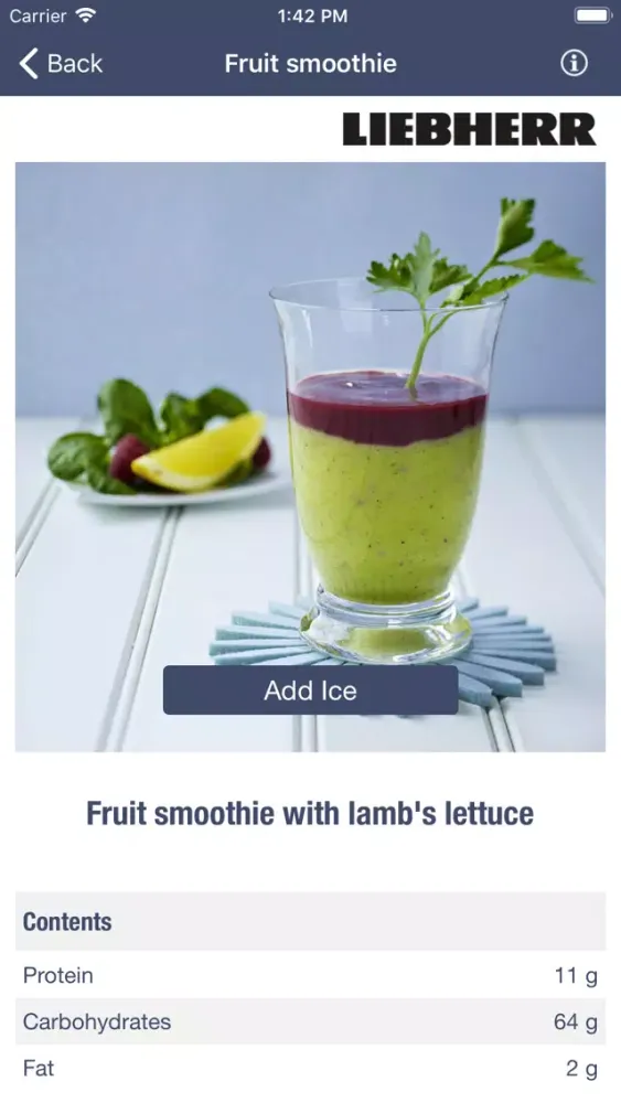 Liebherr Smoothies & Ice سکرین شاٹس