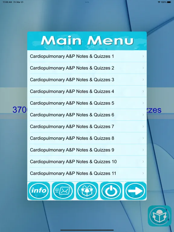 Zrzuty ekranu Cardiopulmonary A&P Exam Prep iPad 