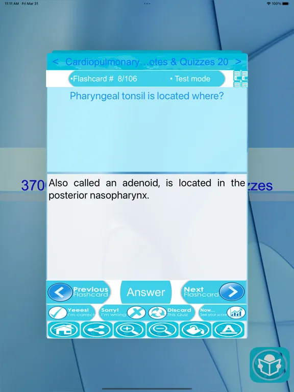 Zrzuty ekranu Cardiopulmonary A&P Exam Prep iPad 