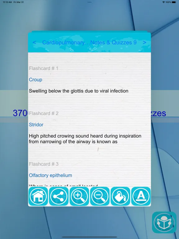 Zrzuty ekranu Cardiopulmonary A&P Exam Prep iPad 